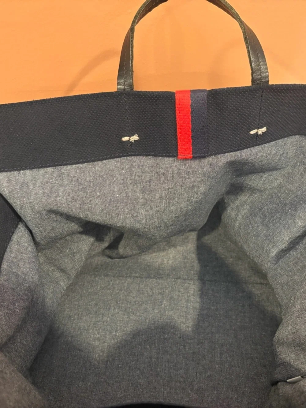 Clare V. Simple Perforated Tote Bag in Navy Purse - Picture 10 of 10
